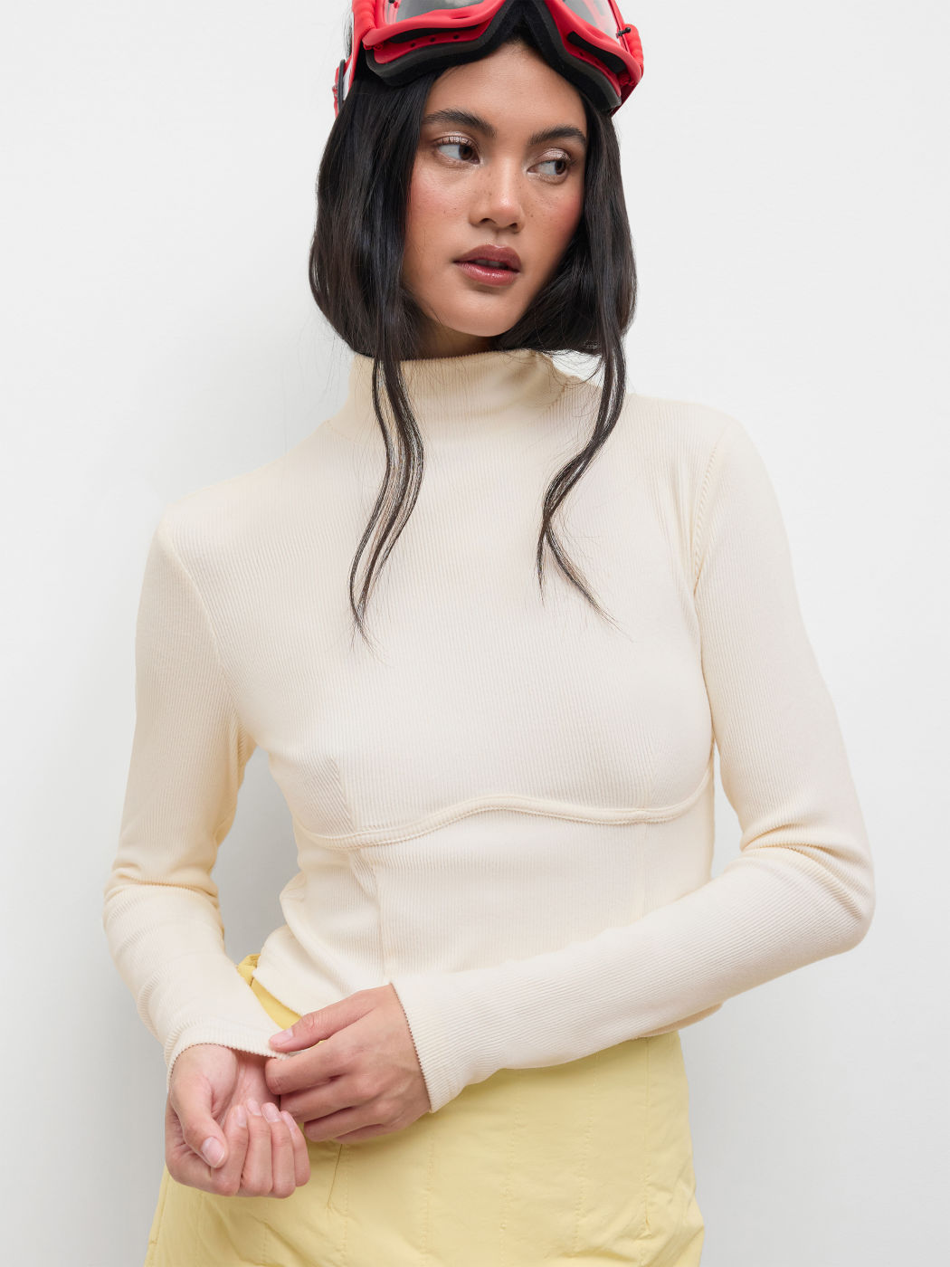 Stand Collar Rib Long Sleeve Tee