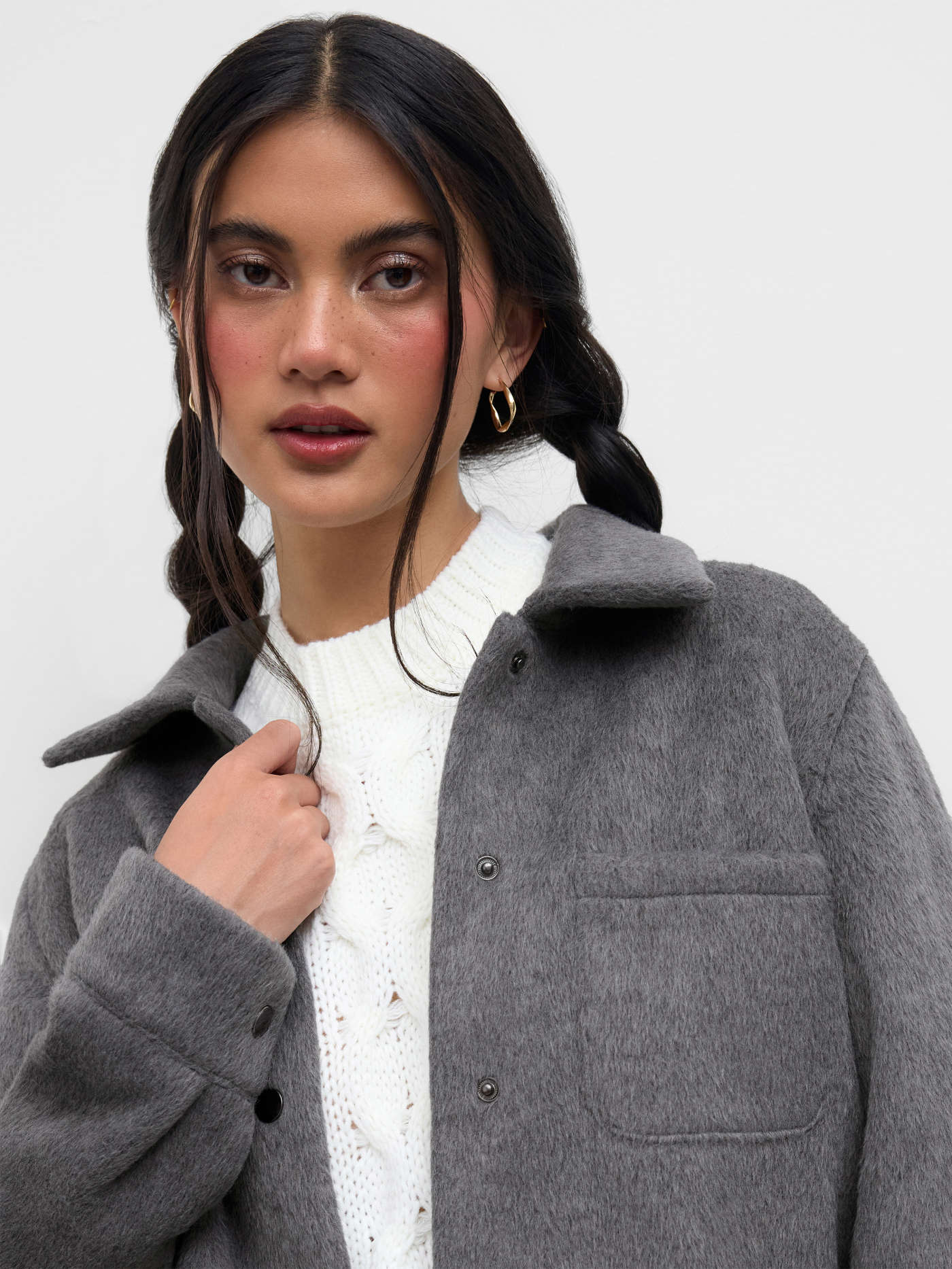Wool-blend Collar Shacket