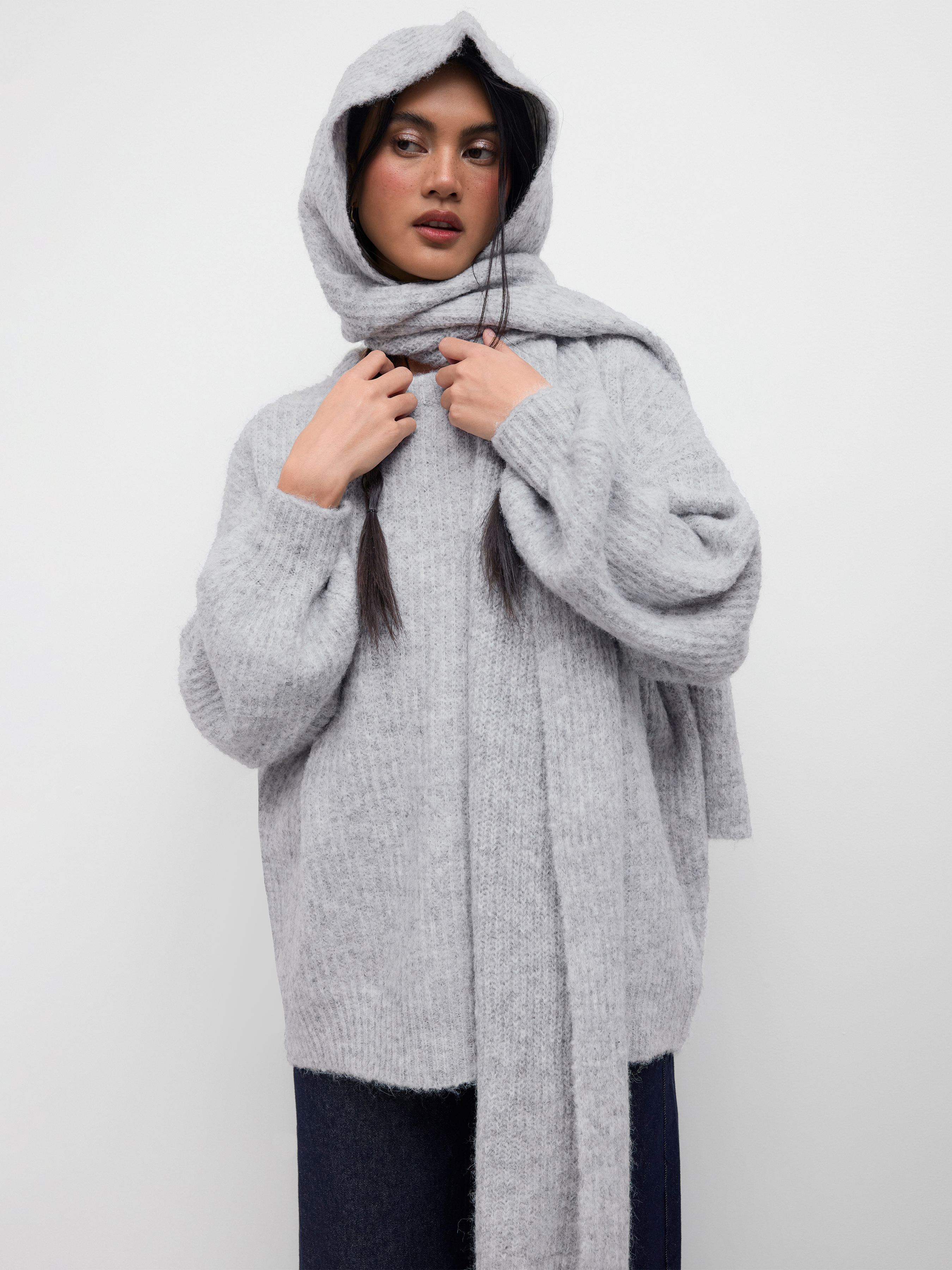 Maglia Sciarpa Con Cappuccio Zara Punto Treccia Schema Sciarpa Con