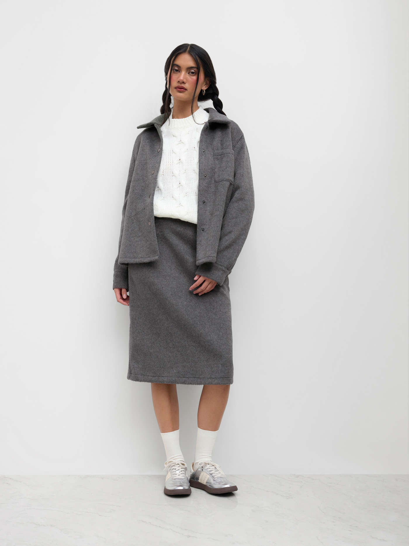 Wool-blend Collar Shacket