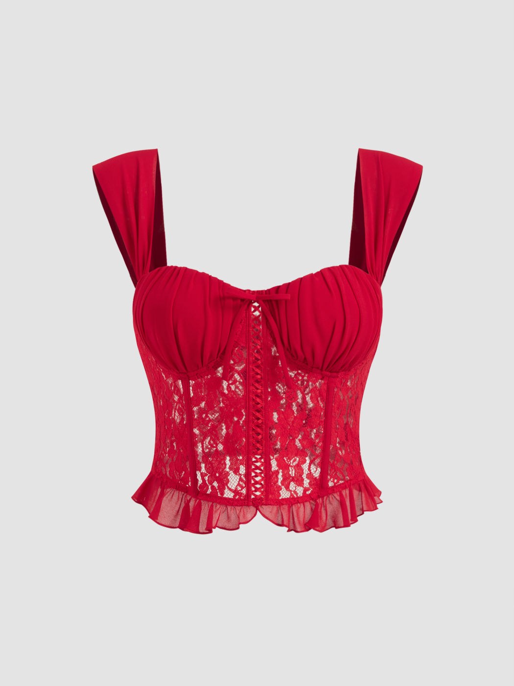 Spitzen Schleife Rüschen Korsett Crop Top
