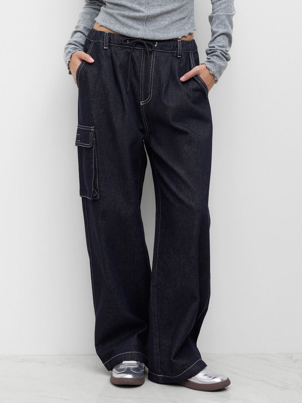 Denim Low-Rise Bundbänder Cargo Joggerhosen