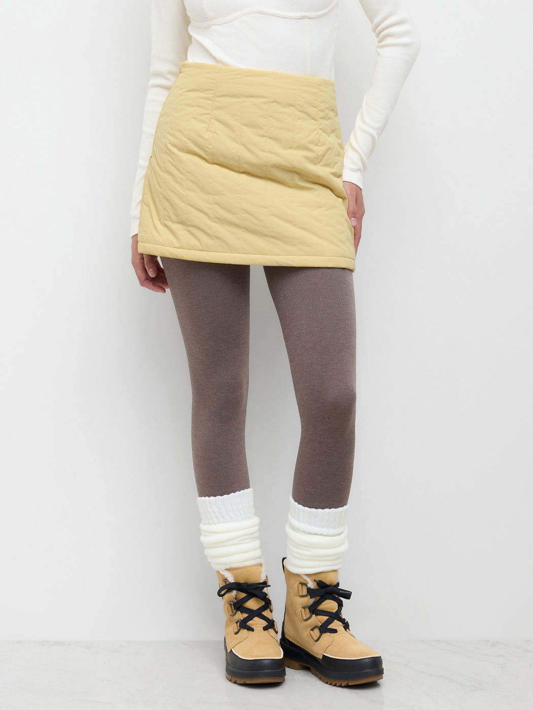 Mid Rise Pocket Quilted Mini Skirt