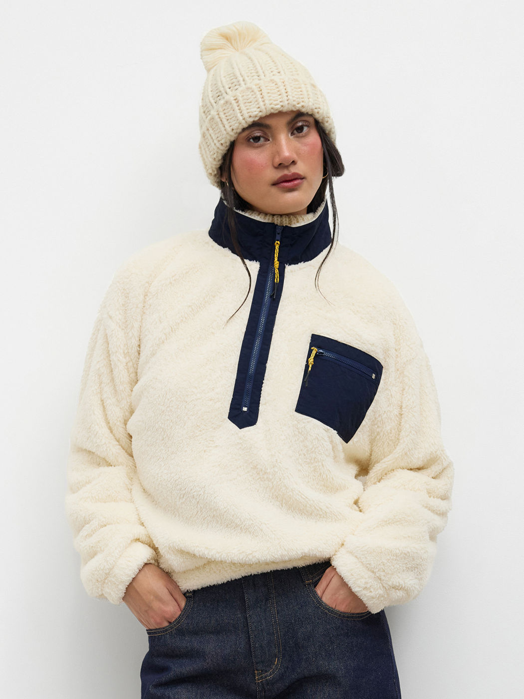 Fleece Colorblock Half Zip Sweatshirt
