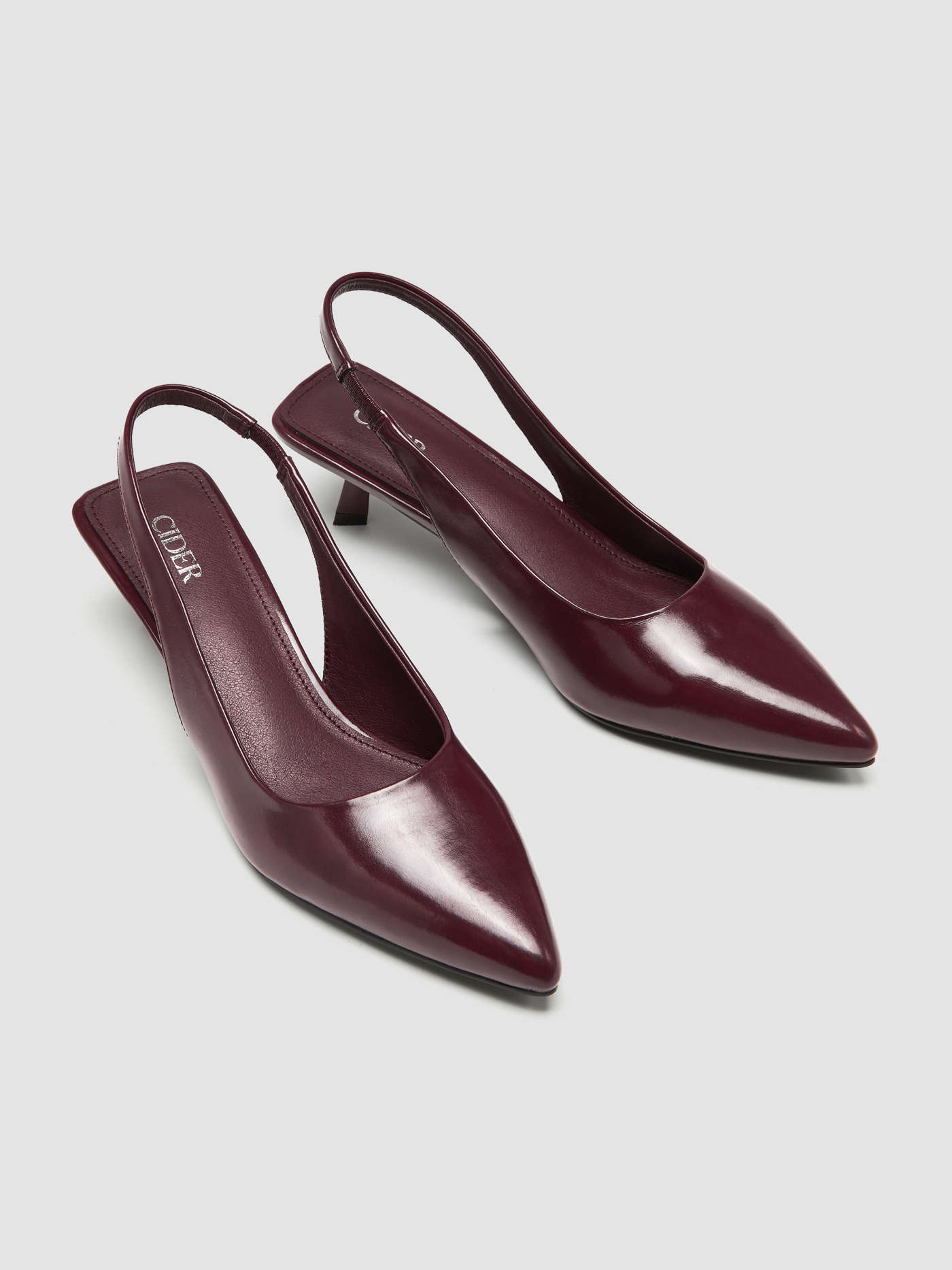 Metallic Pointed Toe Slingback Kitten Heels