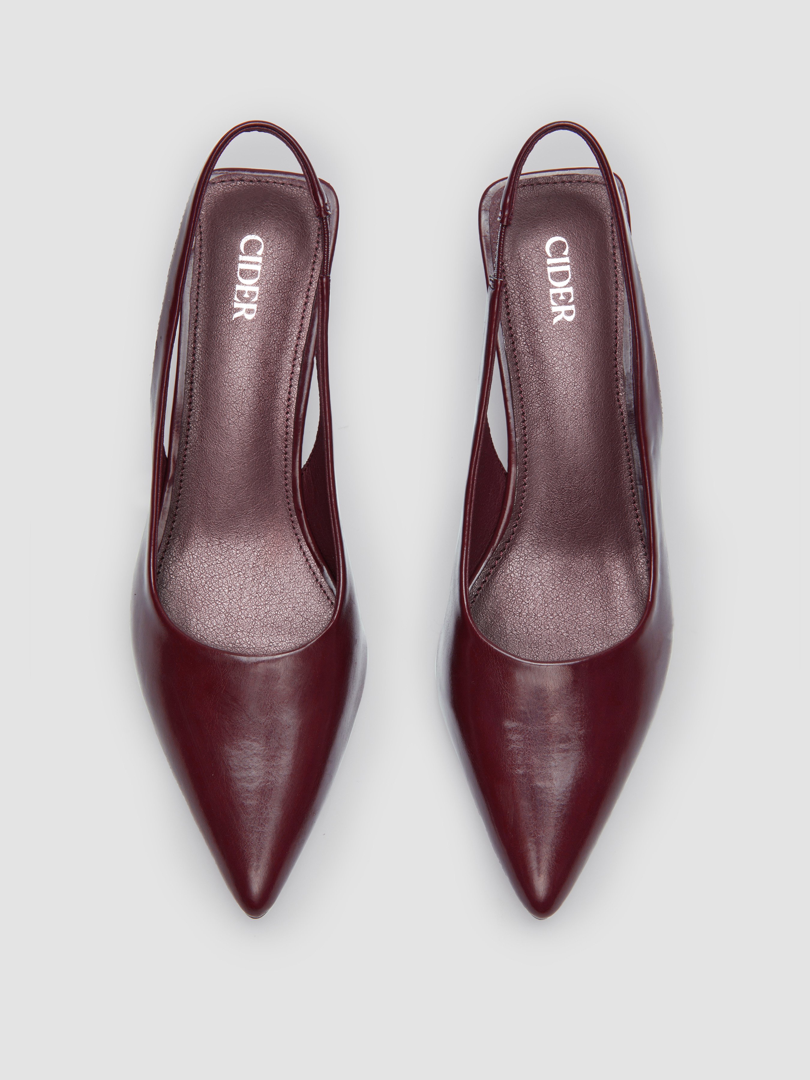 Metallic pointed slingback heels