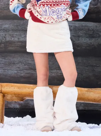 Fleece Minirock mit Kordelzug-Beinwärmern