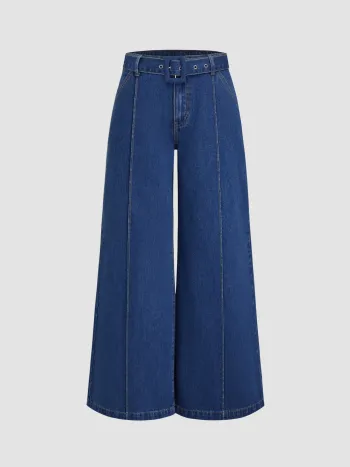 Hochdehnbare Cider-Denim-Jeans mit niedriger Taille und lockerer Passform mit Gürtel