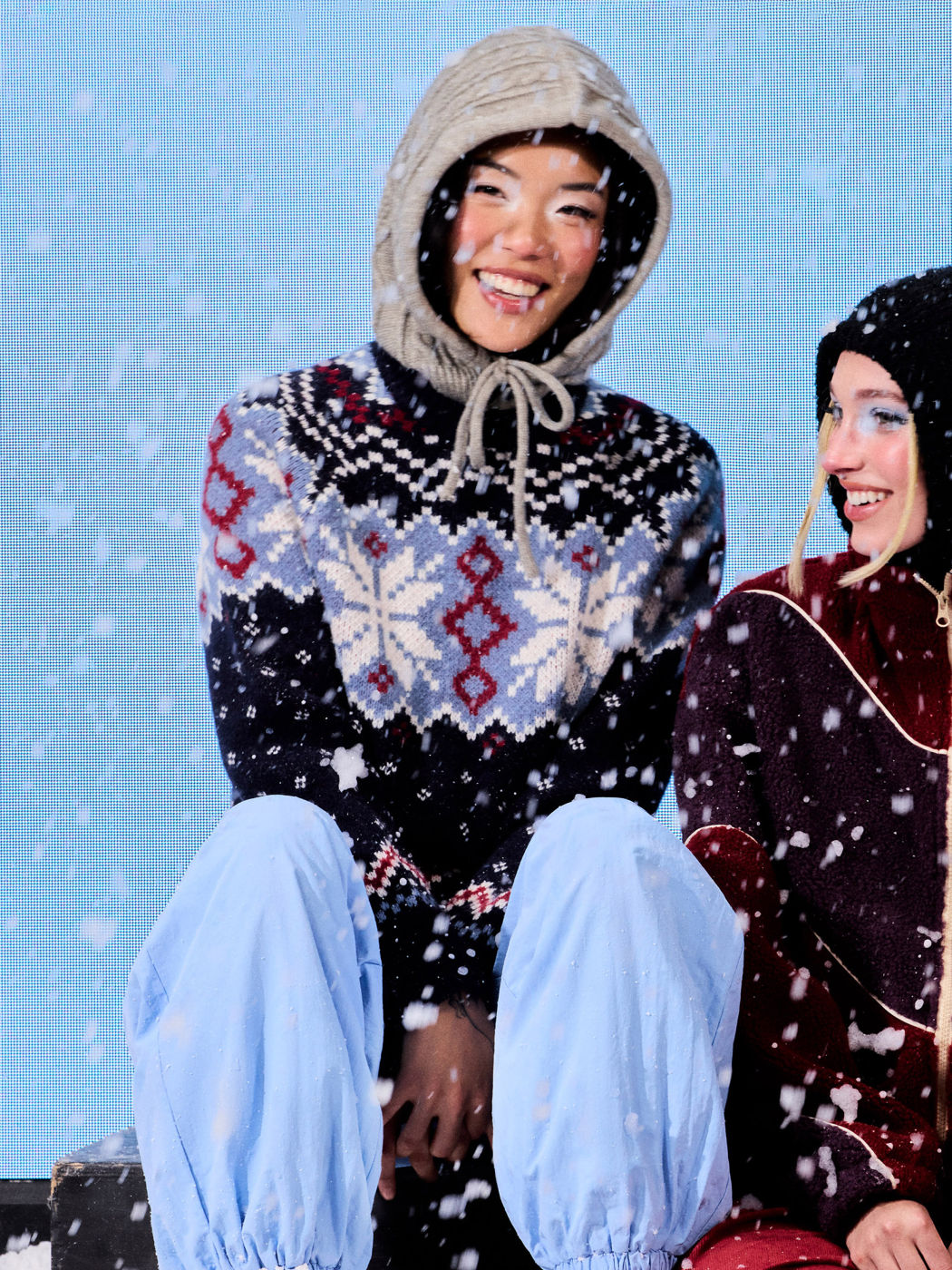 Knit Round Neck Aztec Fair Isle Sweater