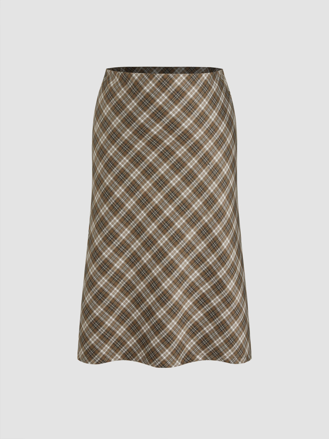Mid Rise Tartan Midi Skirt Curve & Plus