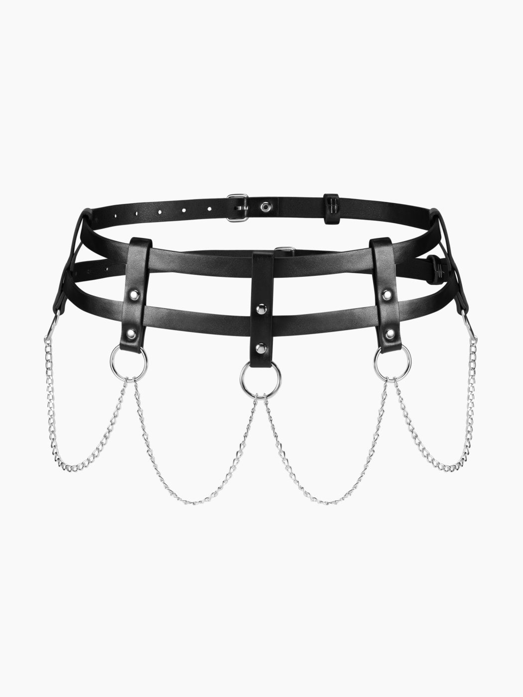 DOUBLE LAYER BUCKLE & CHAIN WAIST BELT