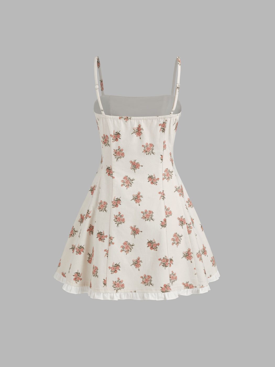 100% Cotton Floral Ruffle Hem Mini Dress