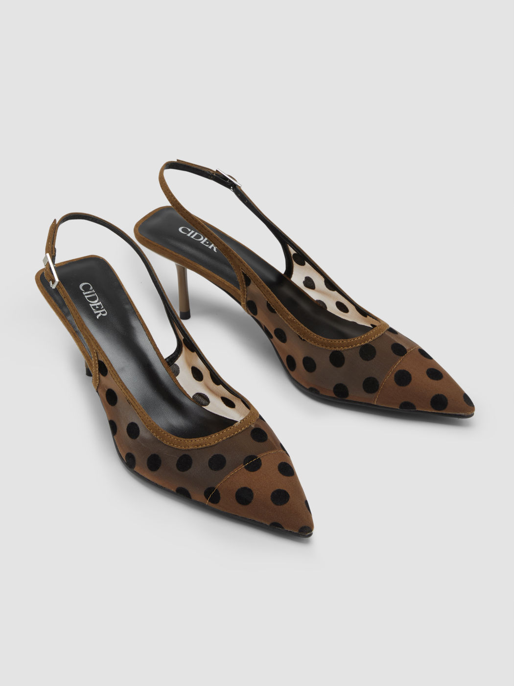 Polka Dot Mesh Slingback Absätze