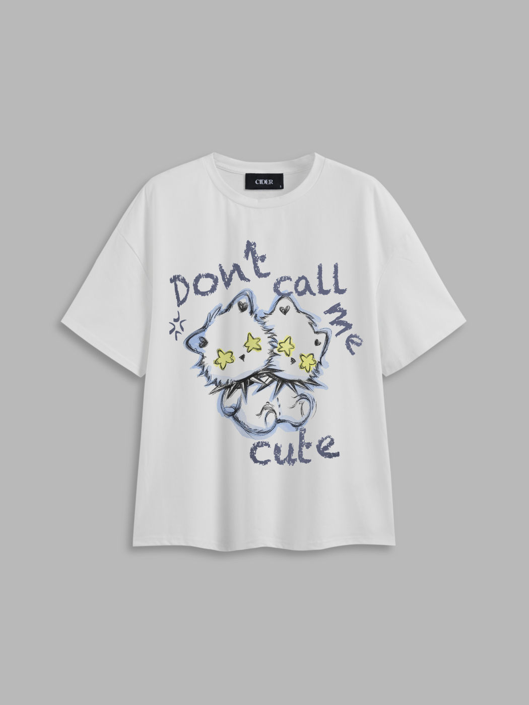 Cotton-blend Don't Call Me Cute Graphic Oversized Tee