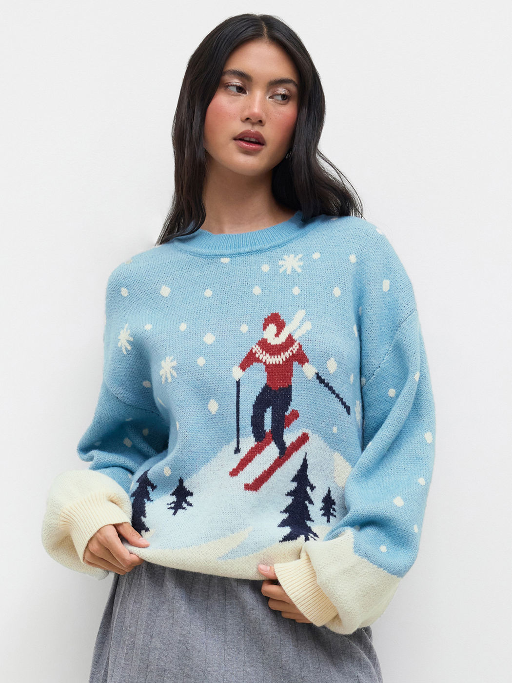Knit Ski Graphic Oversized Sweater