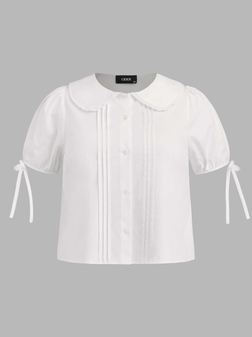 Intessuto 100% cotone Colletto Peter Pan Annodato Camicia a