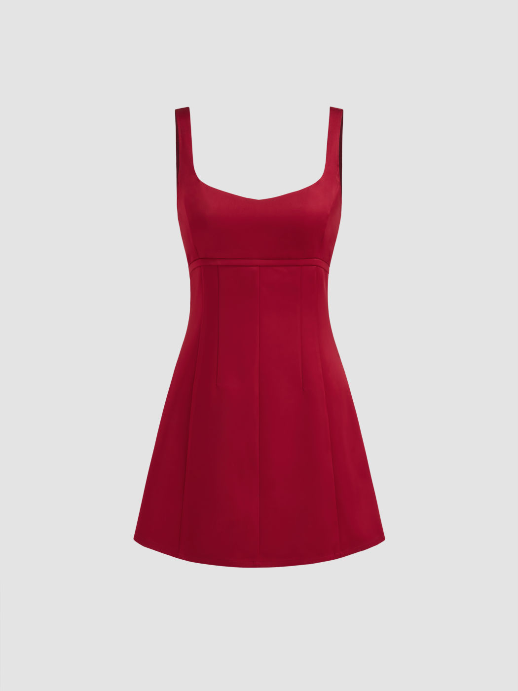 Satin U-Ausschnitt Cut Out Kurzes Kleid