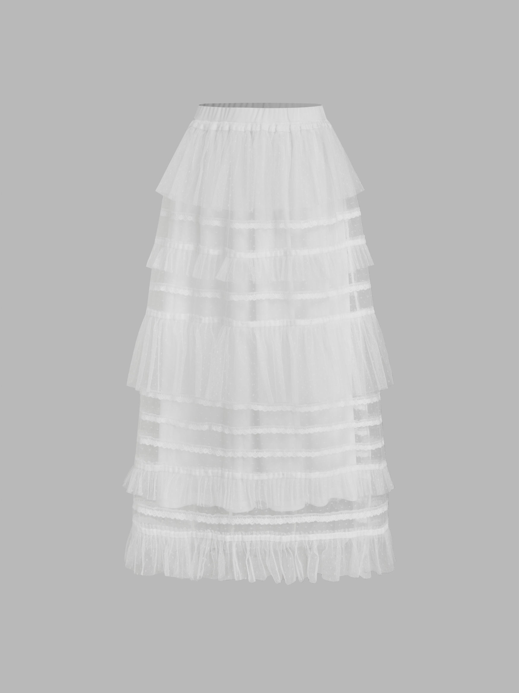 Mesh Mid Rise Abstract Graphic Floral Asymmetrical Hem Maxi Skirt