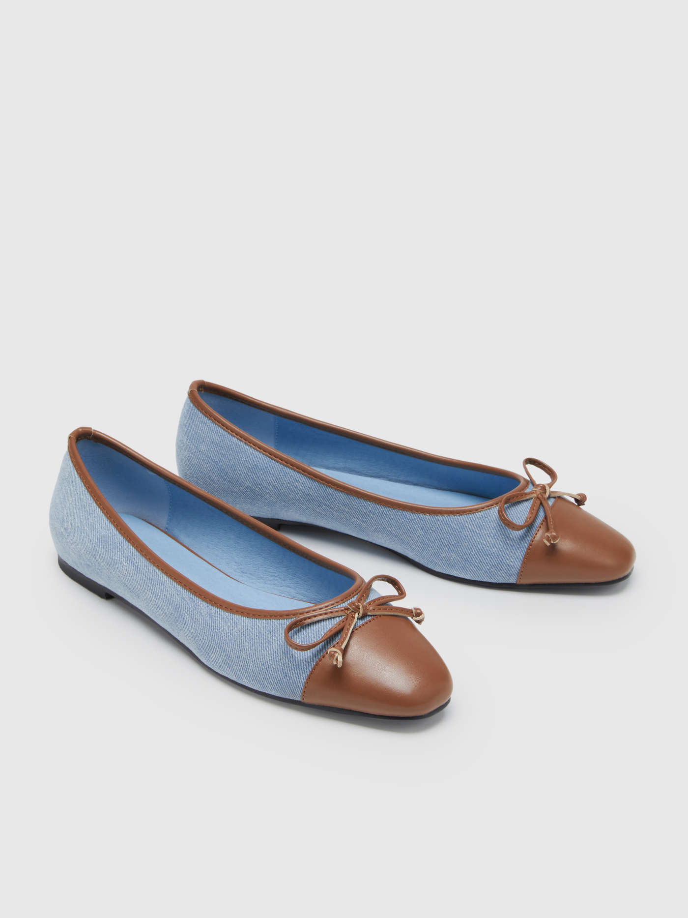 BOWKNOT TWO-TONE FAUX LEATHER MARY JANE FLATS