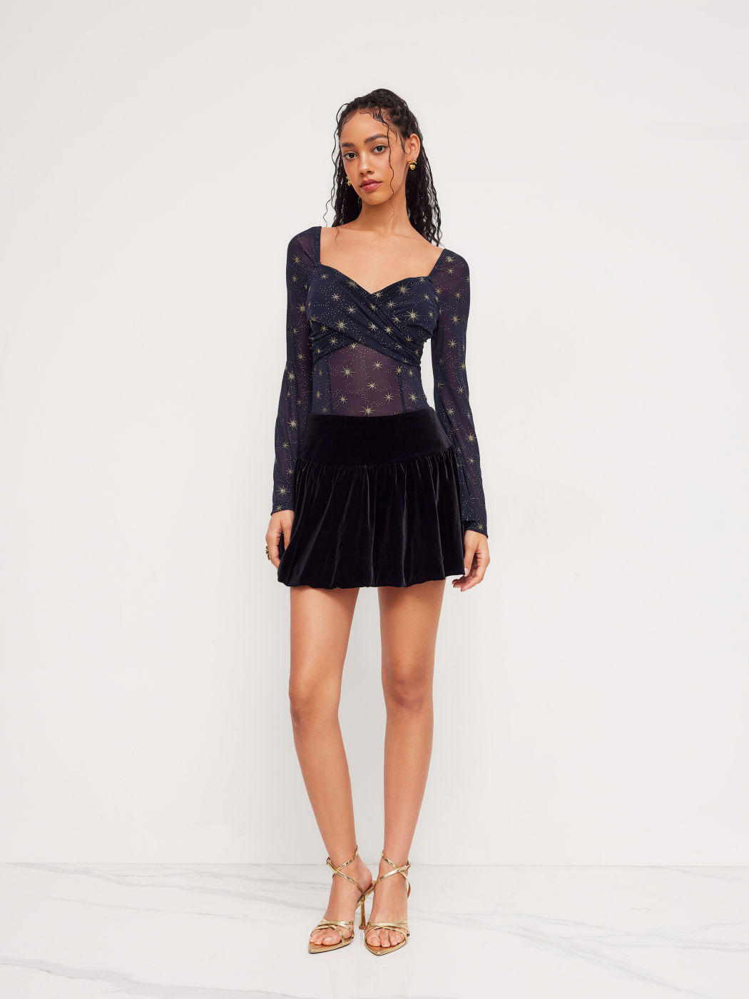 Mesh Sweetheart Glitter Star Bodysuit