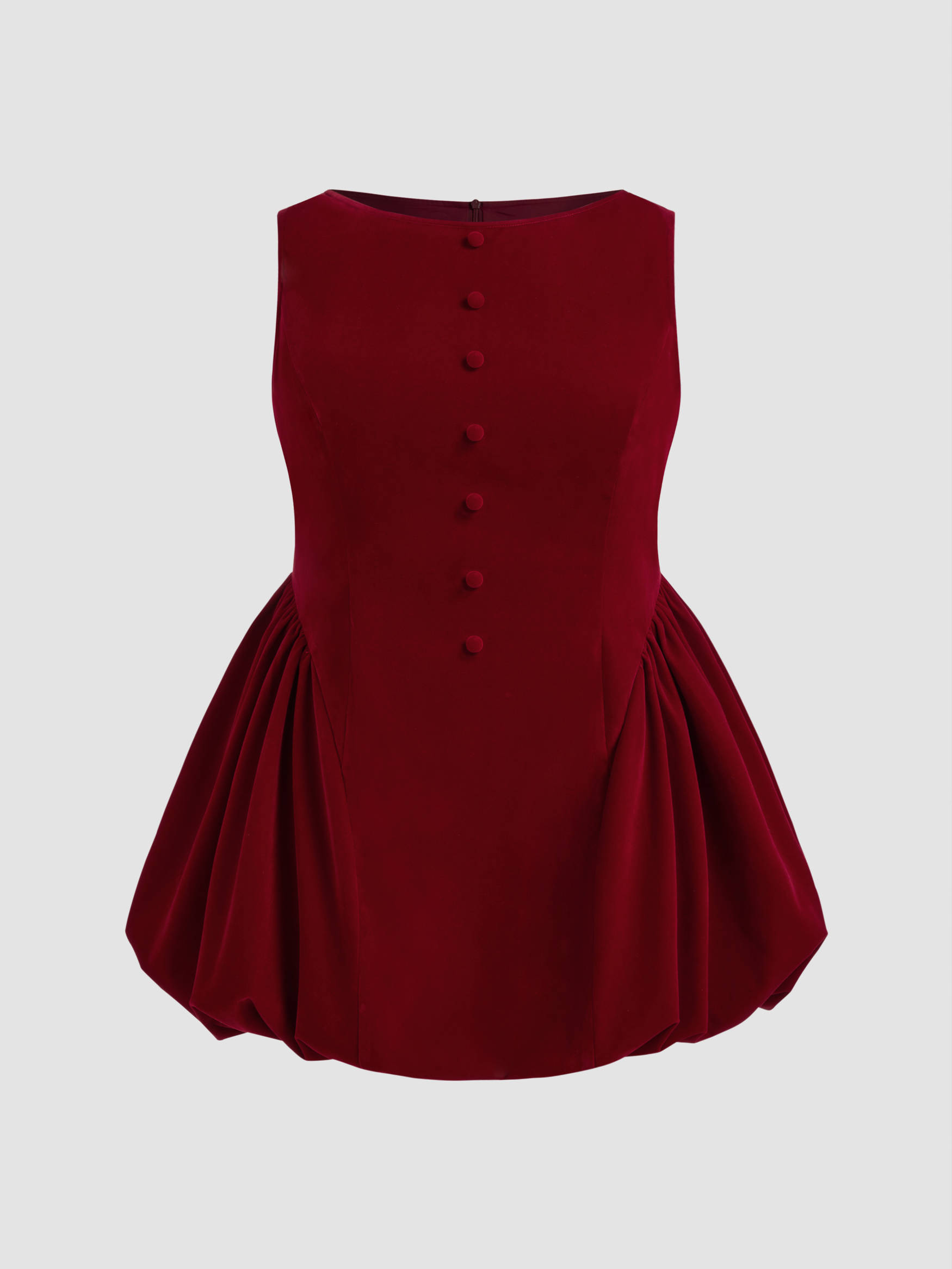 Velvet Boat Neck Ruffle Bubble Hem Mini Dress Curve & Plus
