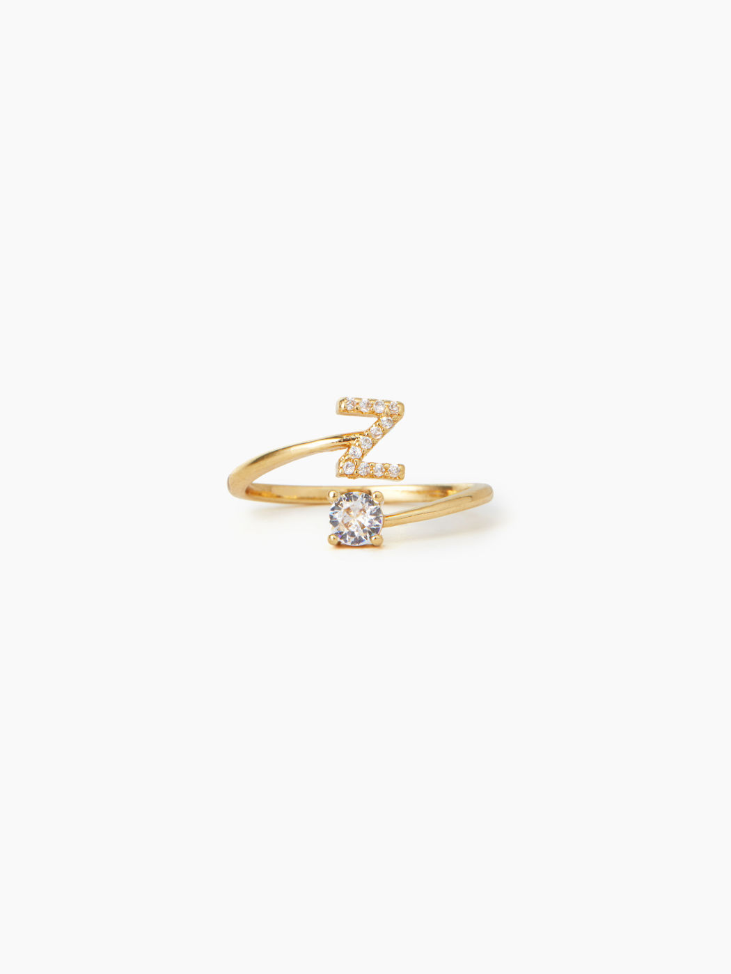 LETTER & ZIRCON OPEN RING