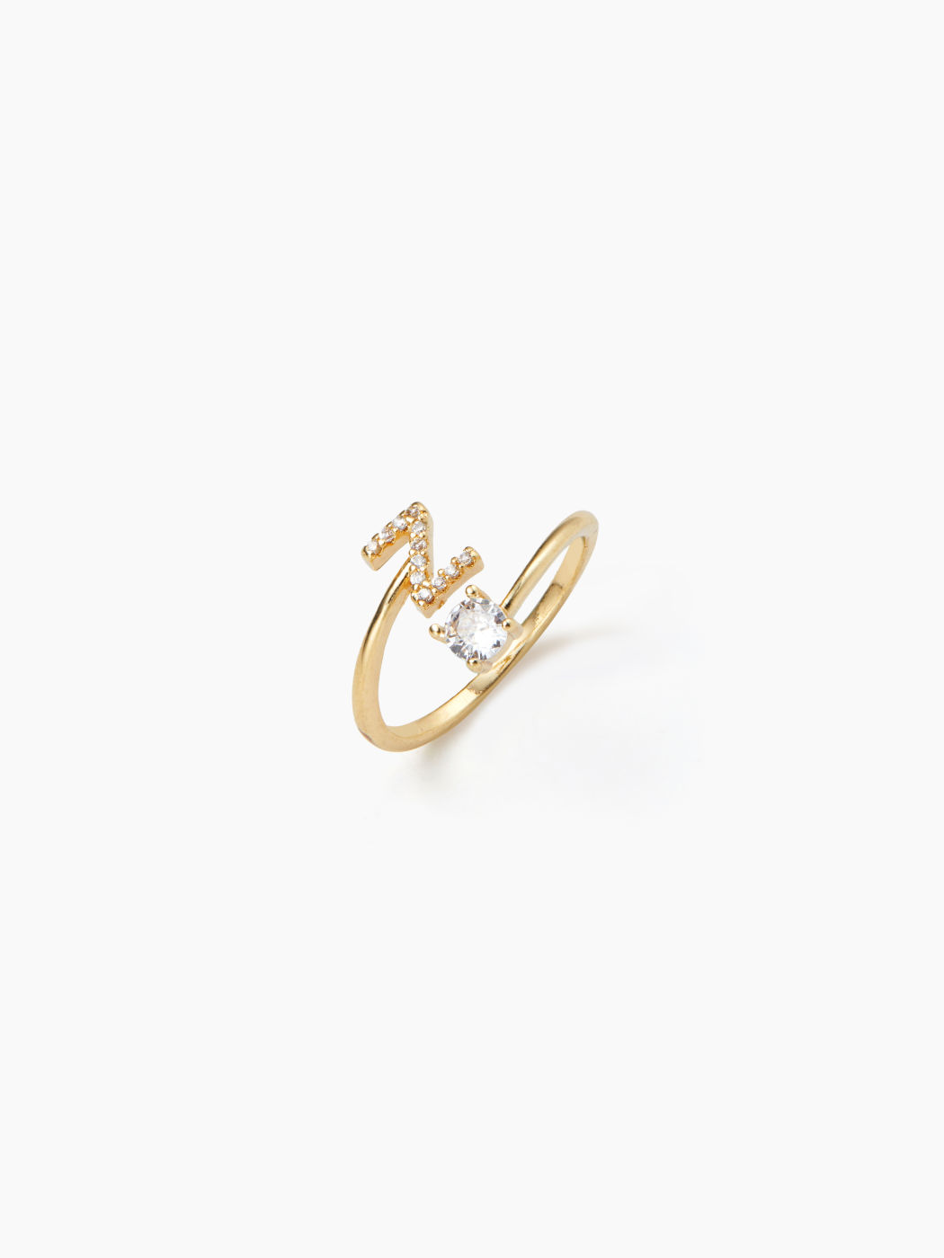 LETTER & ZIRCON OPEN RING