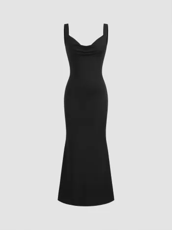 Cowl Neck Bowknot Rückenfreies Maxikleid