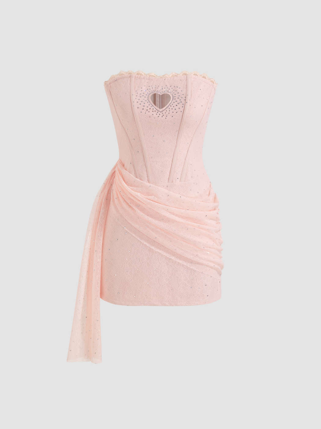 Sabrina Carpenter Outfit Woven Tube Heart Cut Out Rhinestone