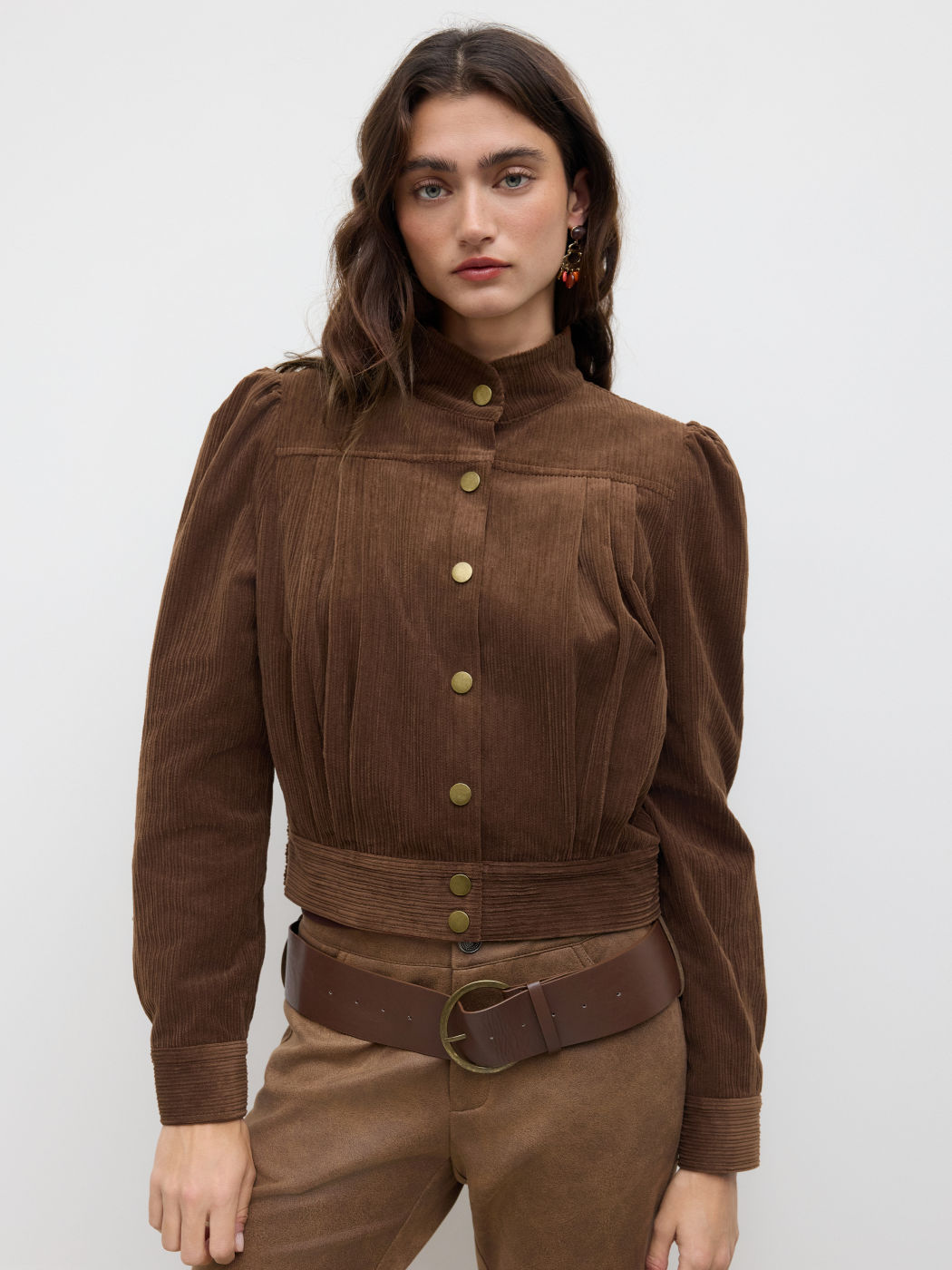 Cord Oversize Jacke mit hohem Kragen