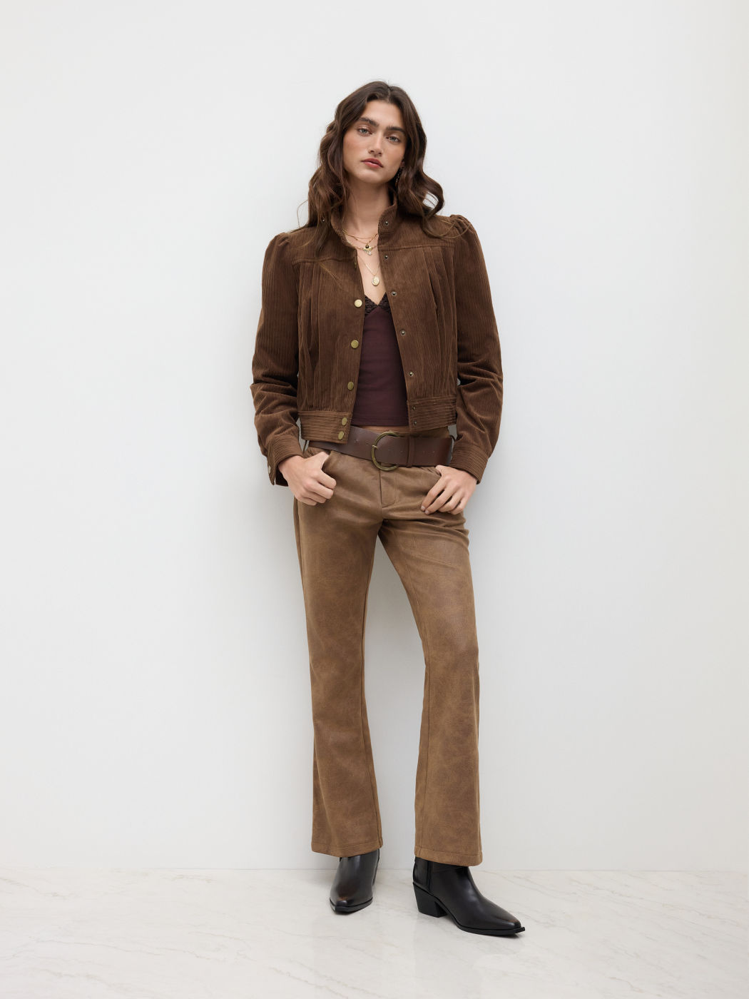 Cord Oversize Jacke mit hohem Kragen