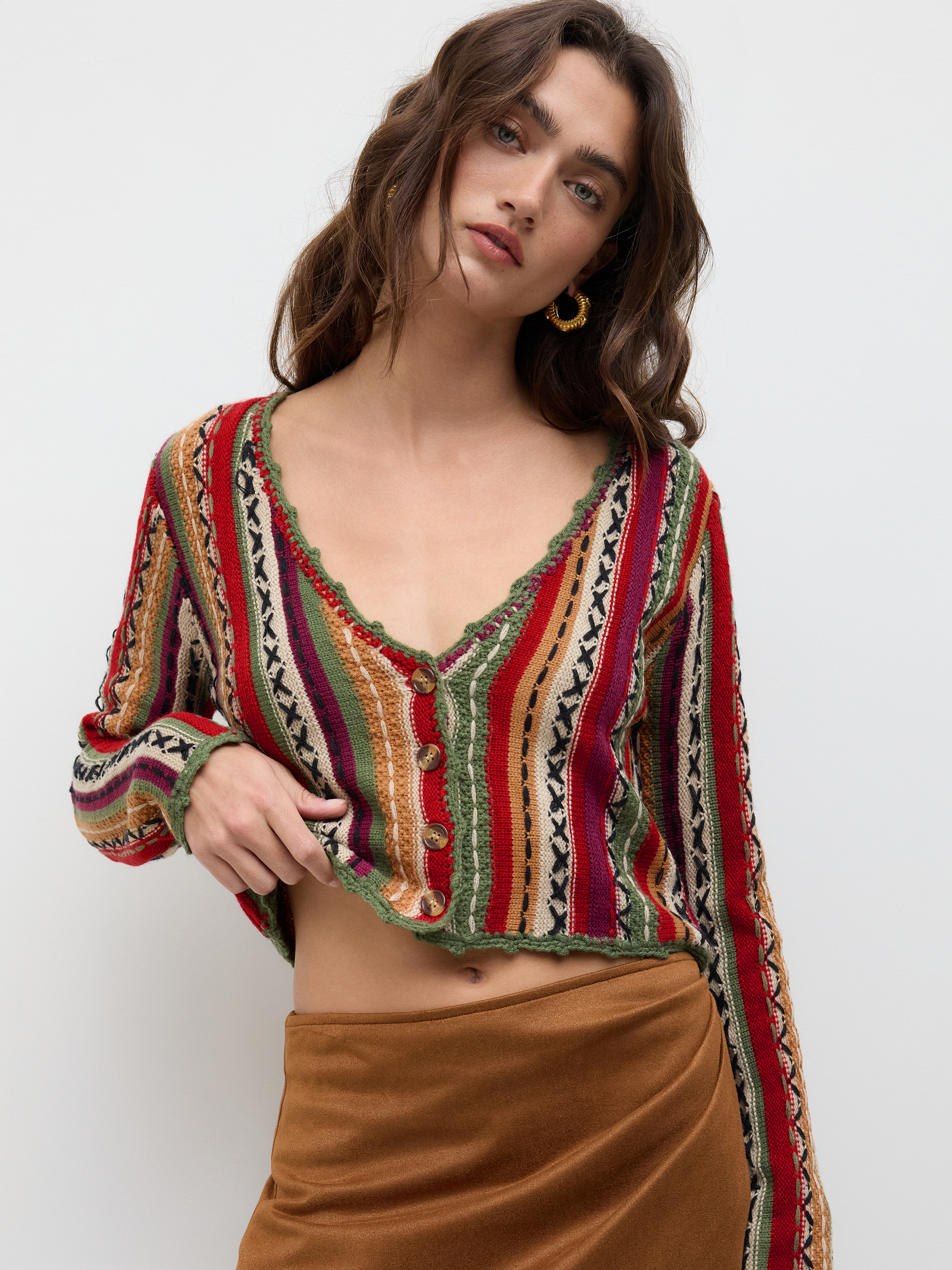 【COLOR iN ID】Striped Button Knit Amazon.com: Men's Multicolor Vertical Stripes Button Down