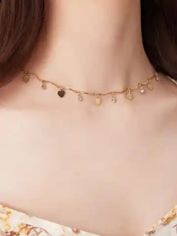 HEART & RHINESTONE PENDANT NECKLACE