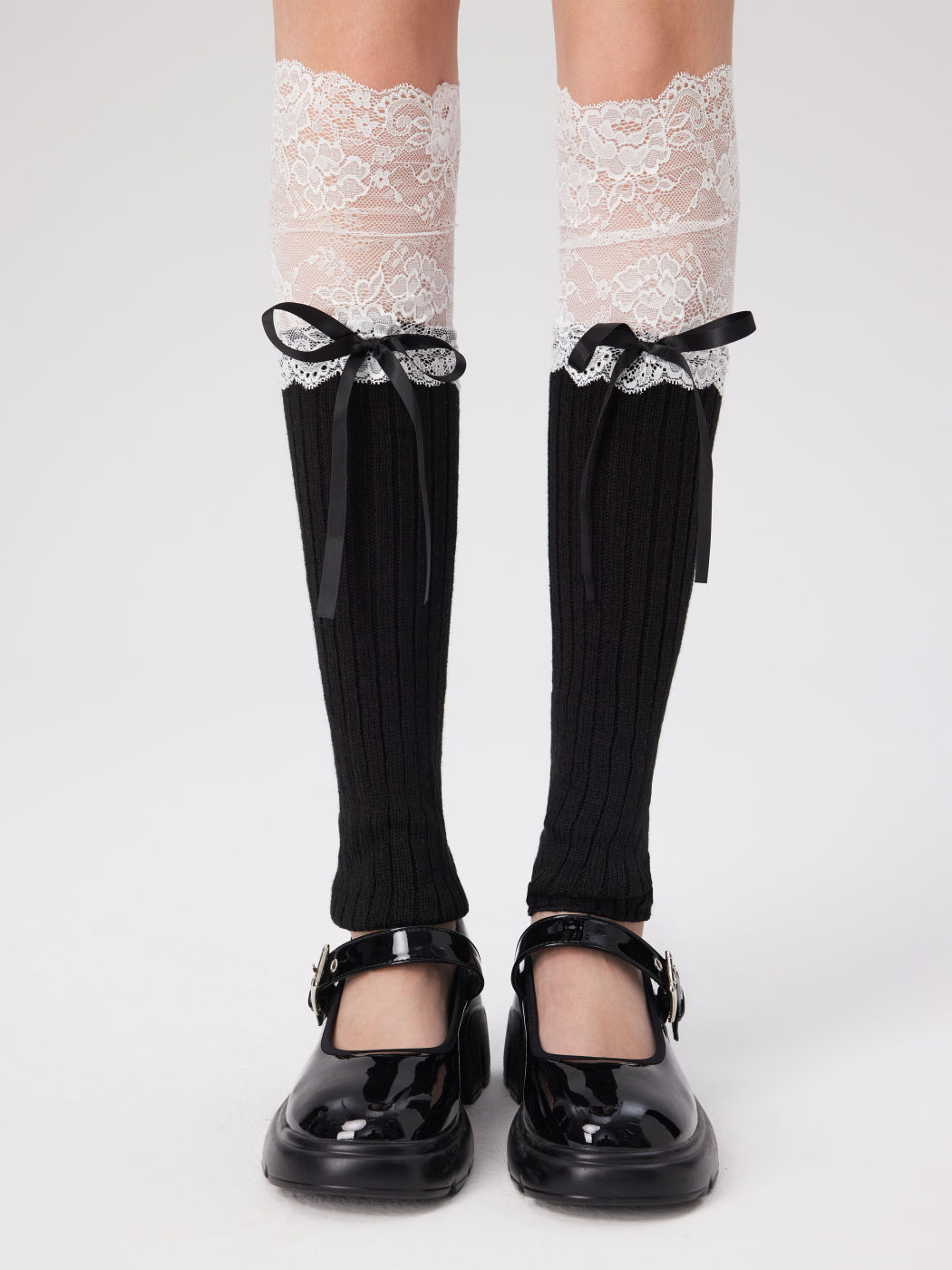 BOWKNOT DECOR LACE TRIM LEG WARMERS