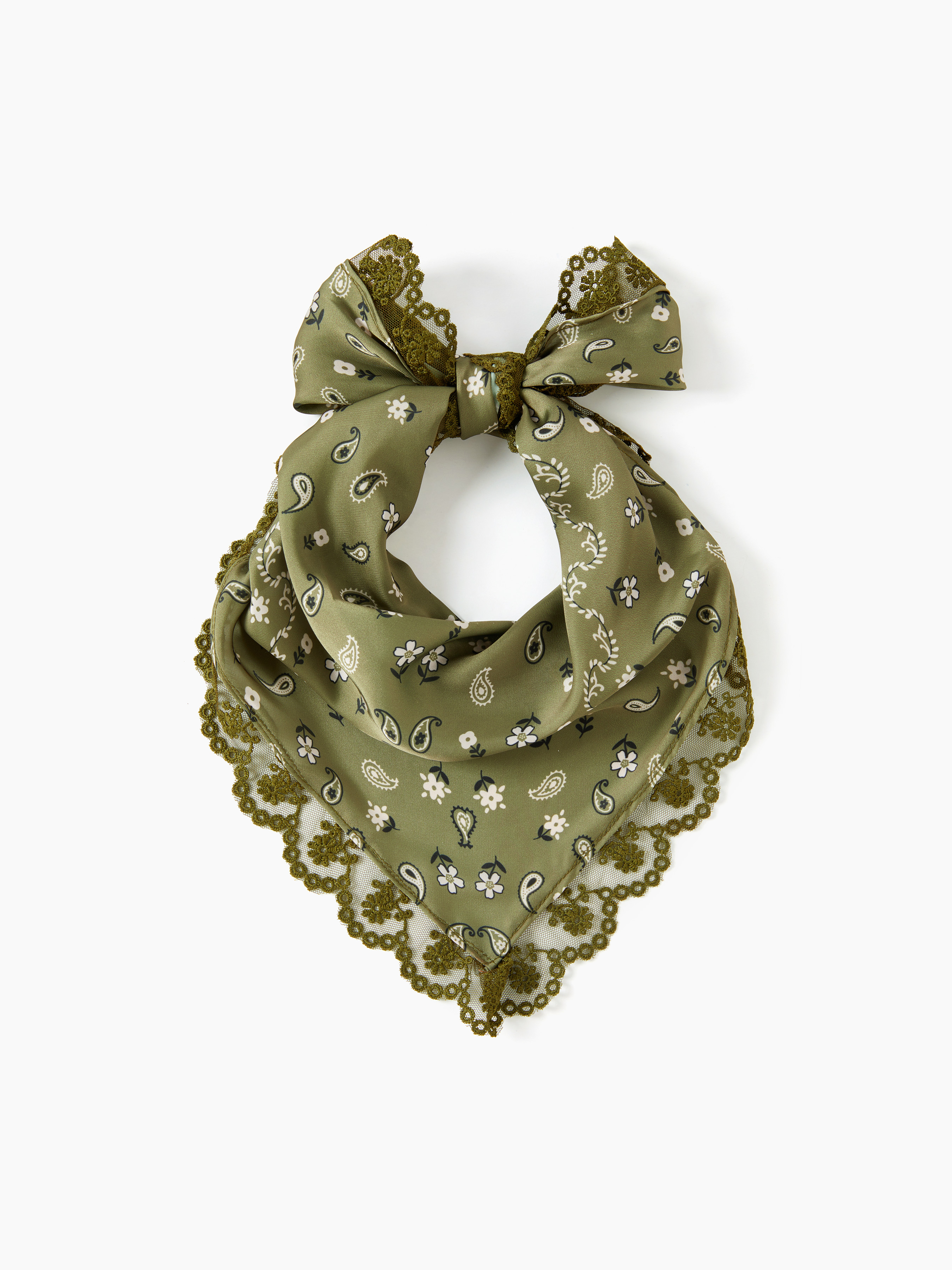 PAISLEY LACE TRIM TRIANGLE HEADSCARF For Pique-nique Congés