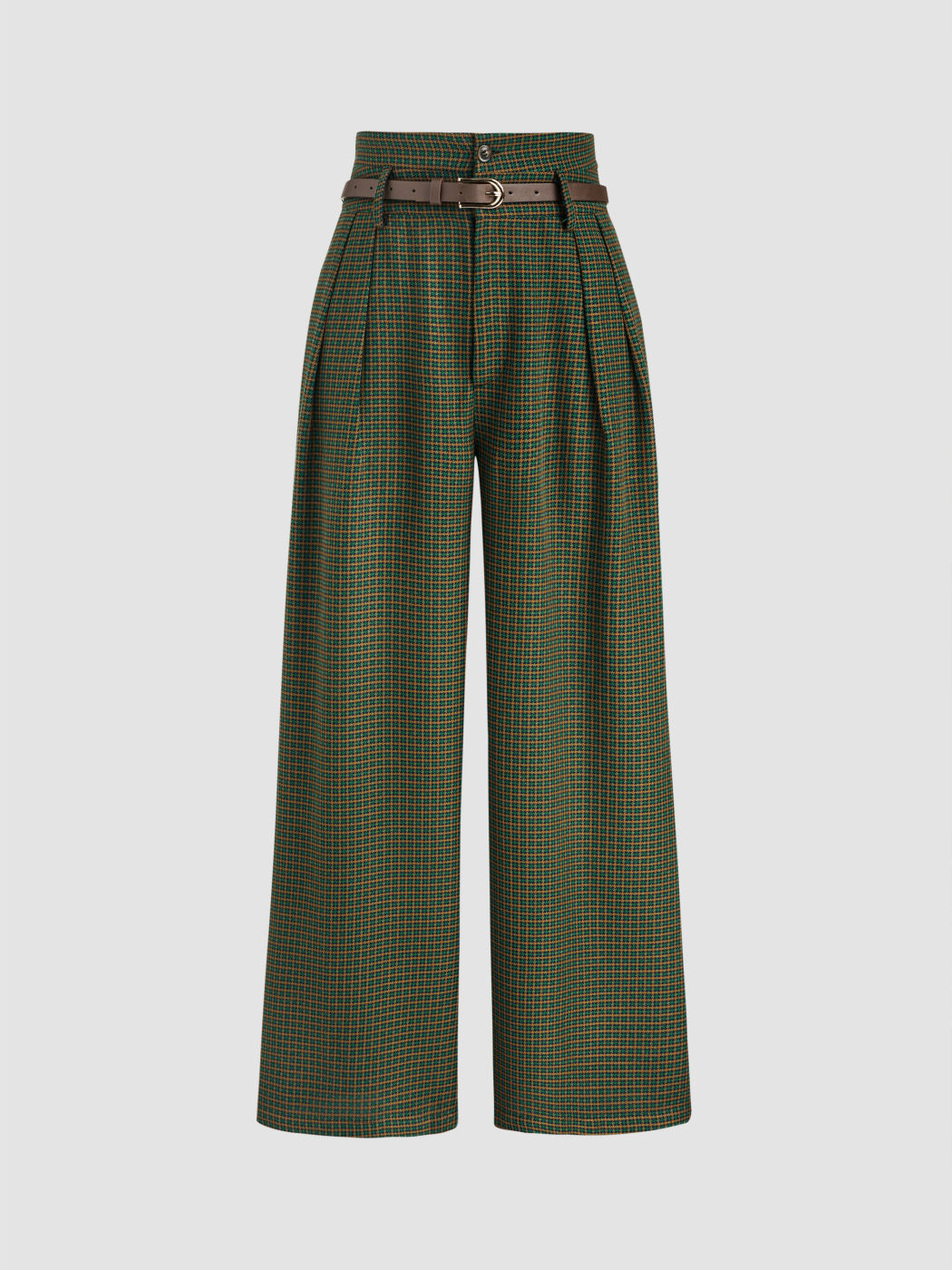 Petite Hahnentritt High Rise Weite Hosen mit Gürtel