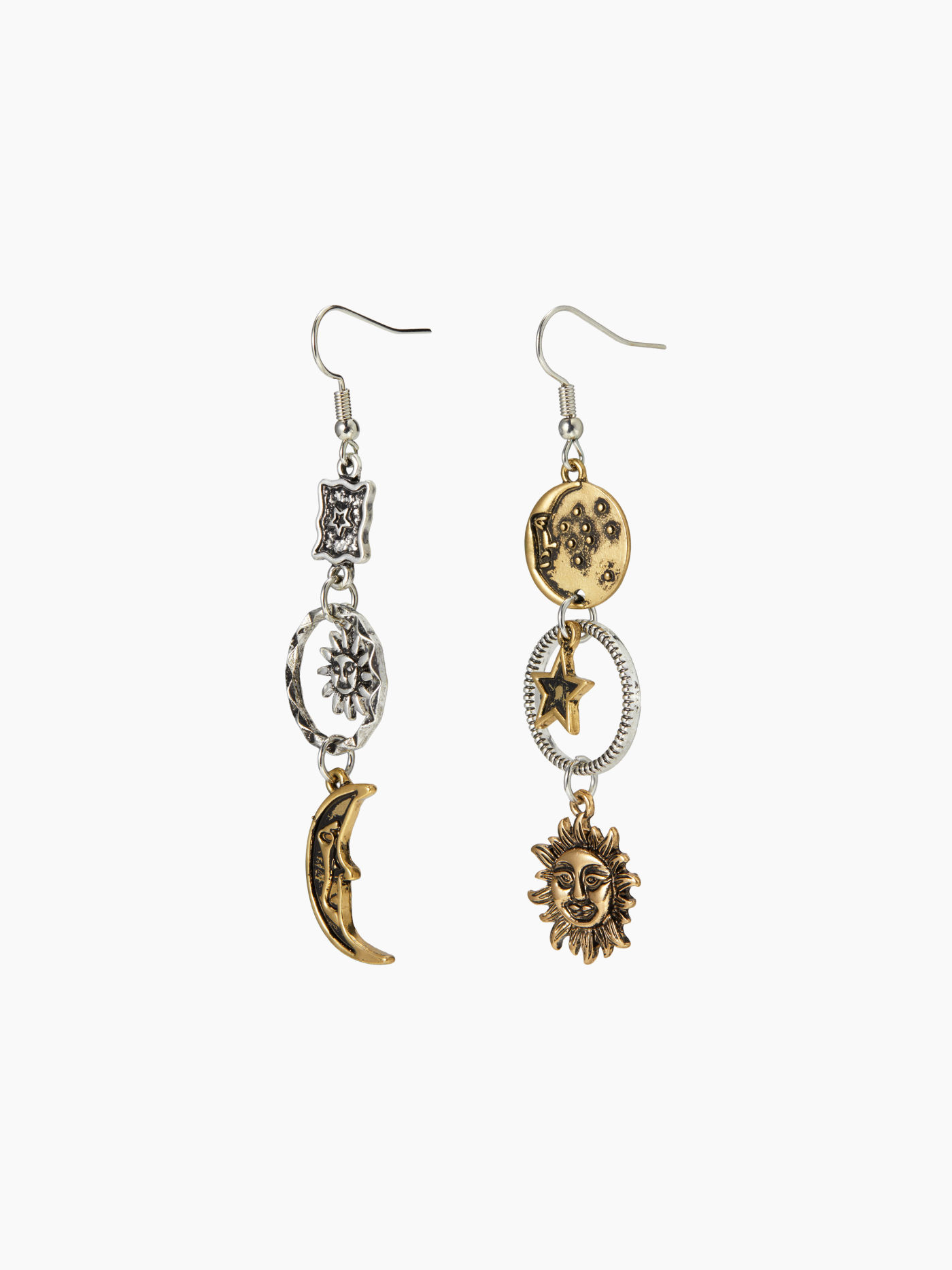 Boucles d'oreilles en forme de soleil, d'étoile et de lune