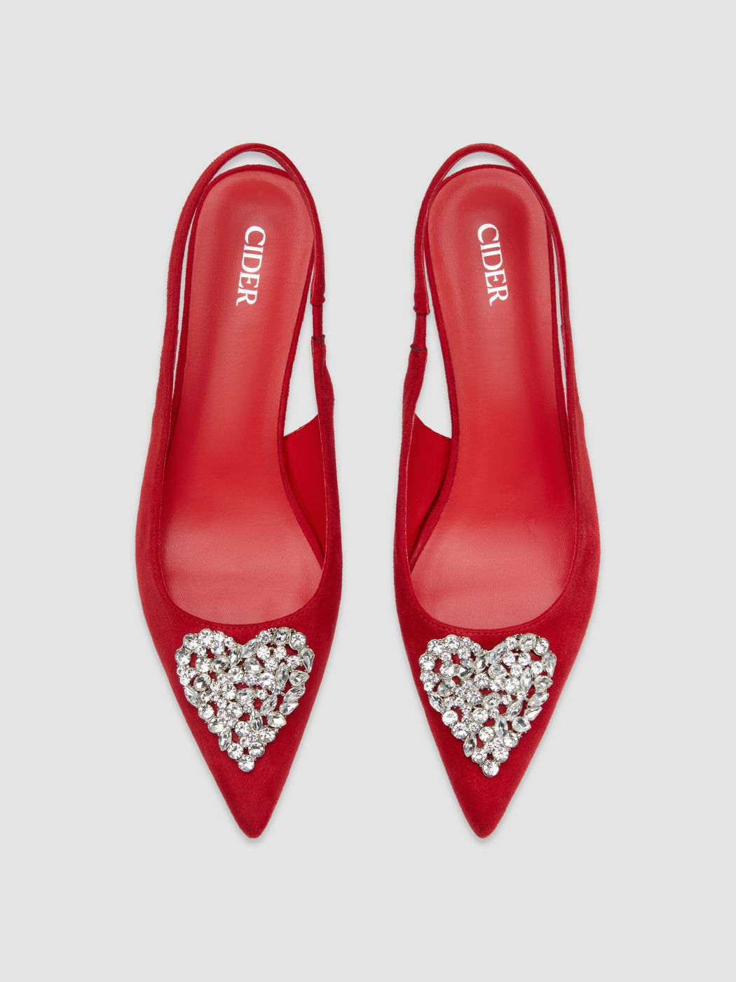 Rhinestone & Herz Samt Slingback Absätze
