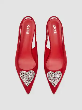 TACCO IN VELLUTO CON STRASS E CUORE A PUNTA