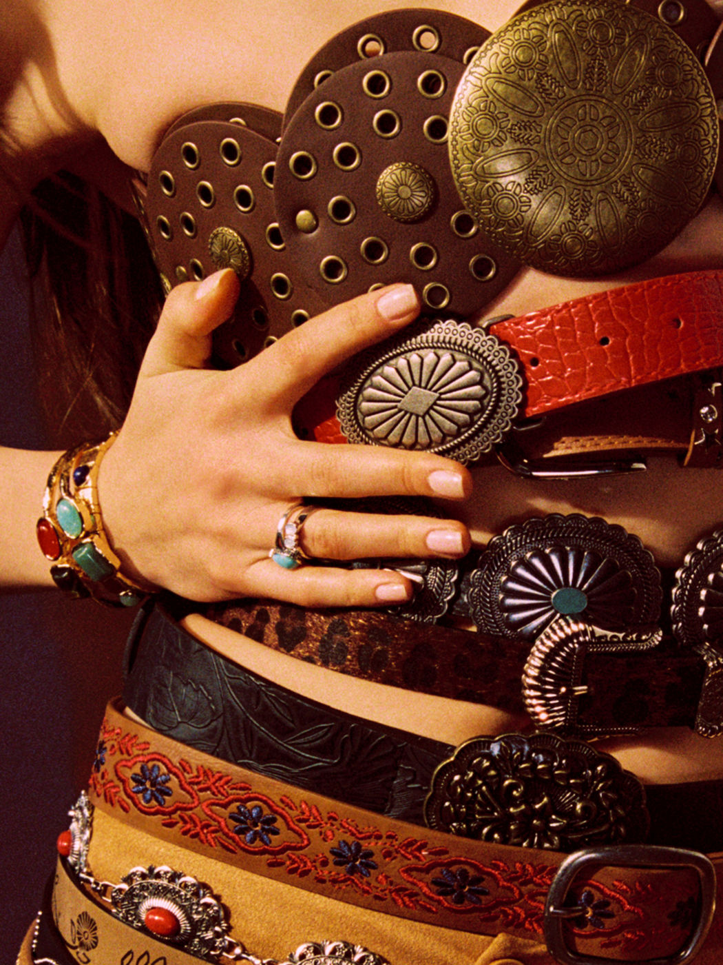 VINTAGE CROCODILE PATTERN BUCKLE BELT