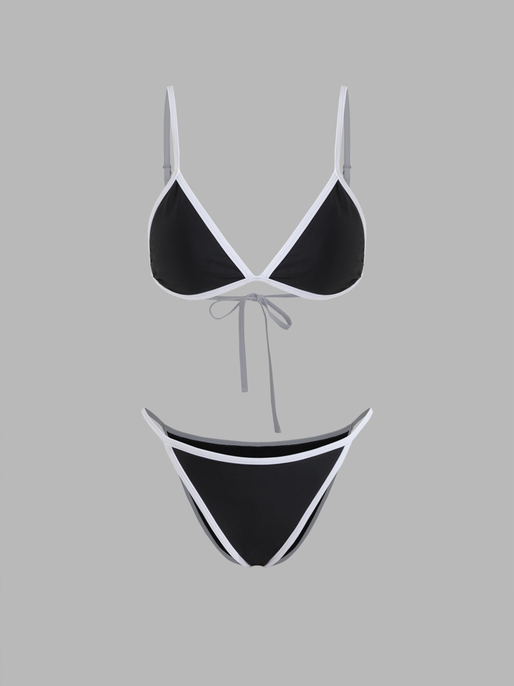 Bikini set Cheeky a triangolo annodato con scollo a V e legatura a contrasto