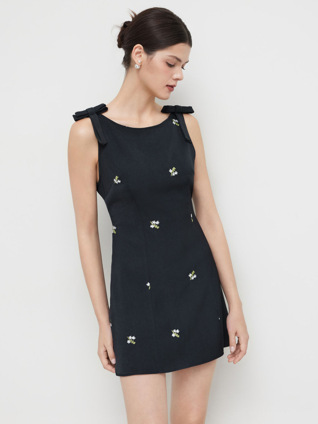 Bootschnürung Blumenstickerei Schleife Kurzes Kleid