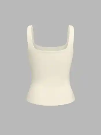 Contour Double Layered Square Neck Solid Tank Top