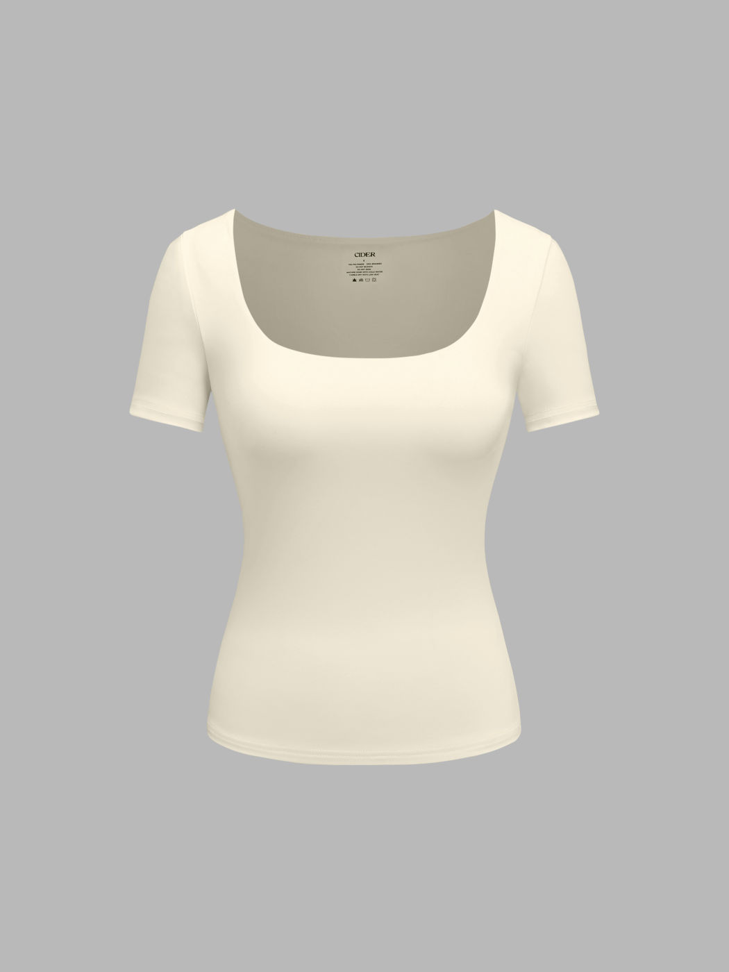 Contour Double Layered U-neckline Solid Short Sleeve Top