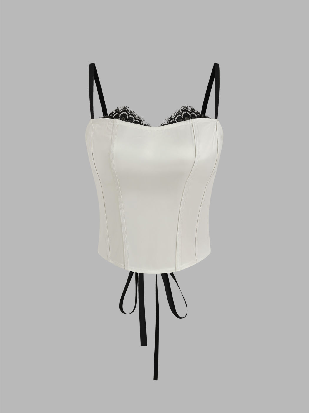 Satin Lace Up Cropped Cami Top