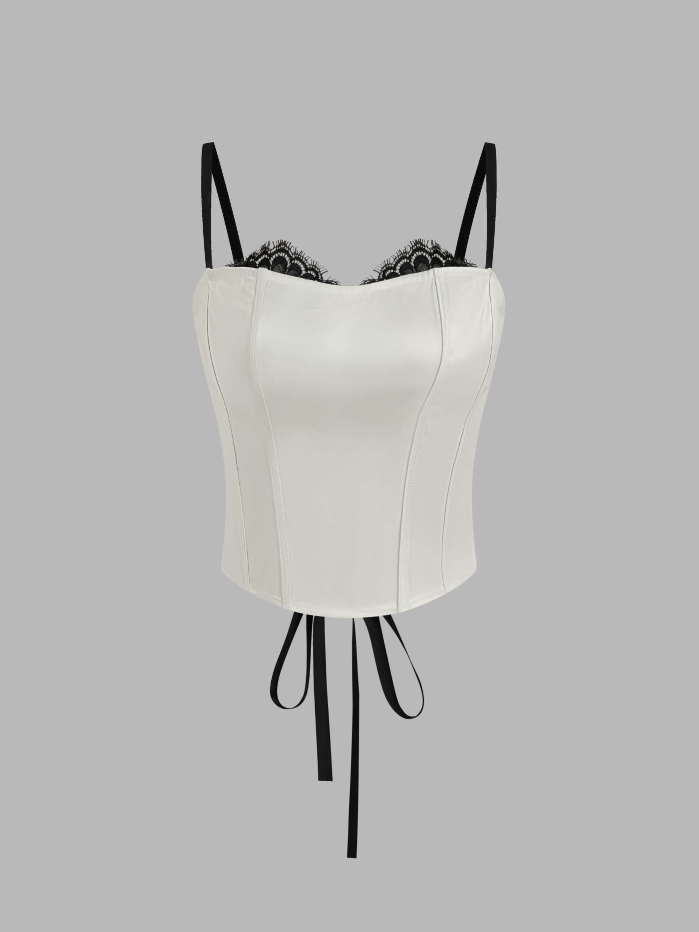 Satin Lace Up Cropped Cami Top