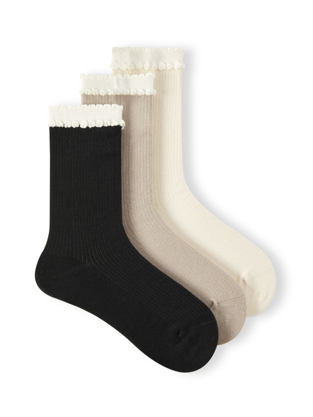 3 PAIRS RUFFLE CREW SOCKS