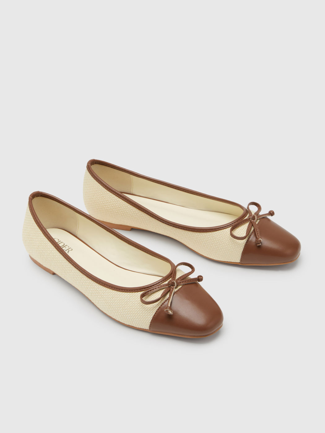 Schleife Zweifarbig Kunstleder Mary Jane Flats