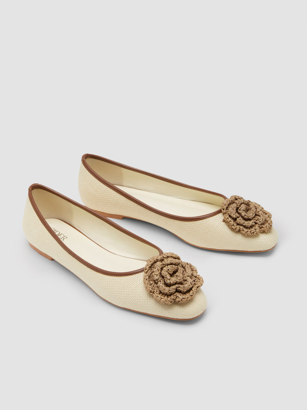 TWO-TONE FLORAL BRAIDED FLATS