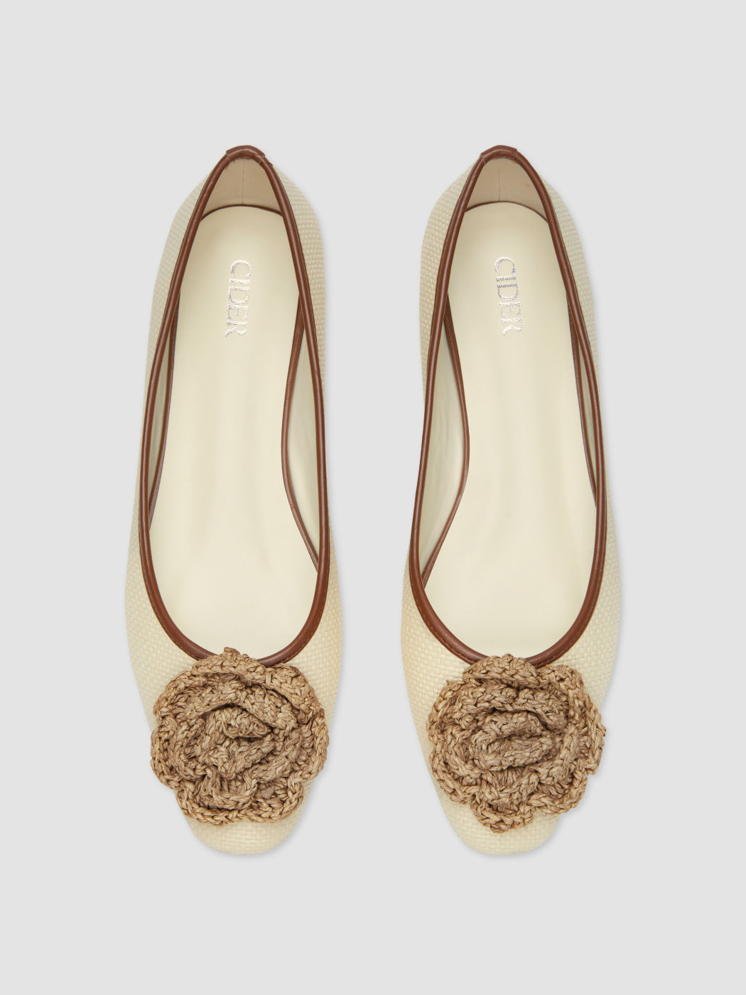 TWO-TONE FLORAL BRAIDED FLATS
